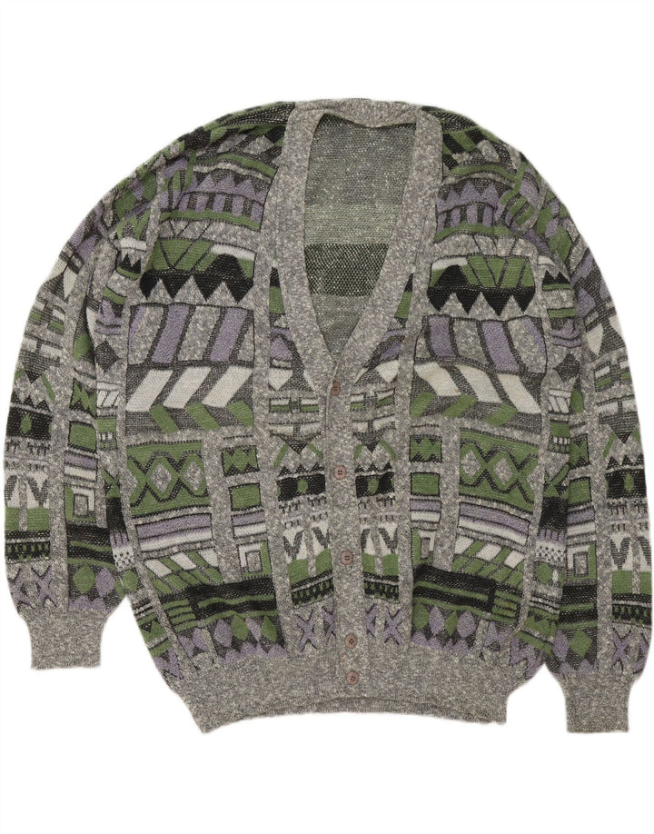 VINTAGE Suéter cárdigan para hombre 2XL Geométrico multicolor