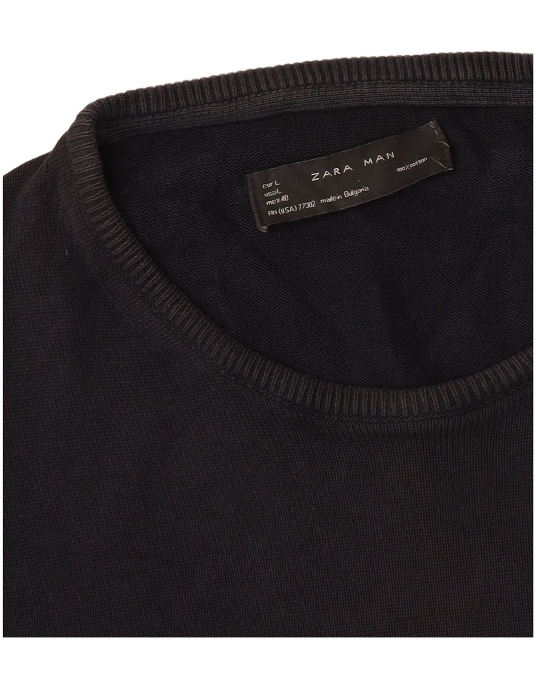 Zara Hombre Jersey De Cuello Redondo Jersey Grande Negro