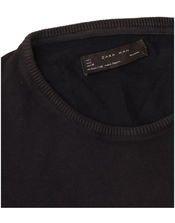 Zara Hombre Jersey De Cuello Redondo Jersey Grande Negro