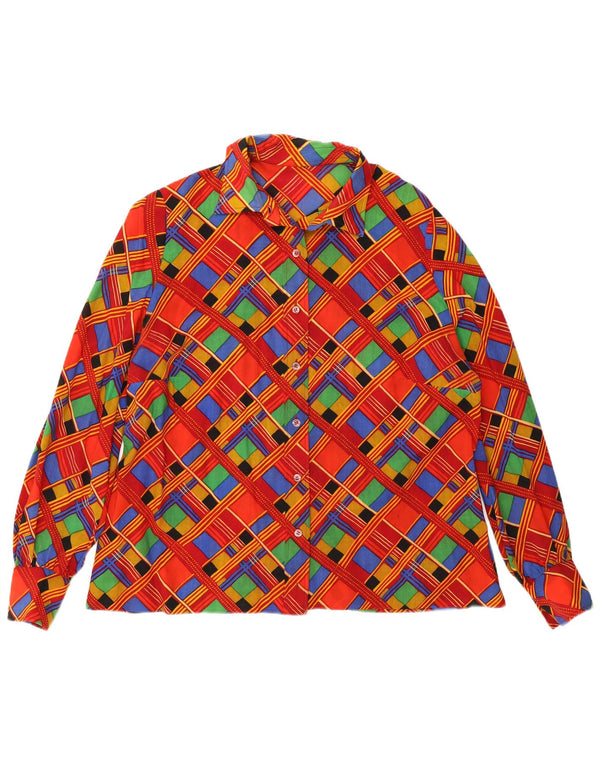 Vintage mujer camisa Reino Unido 16 grande rojo geométrico