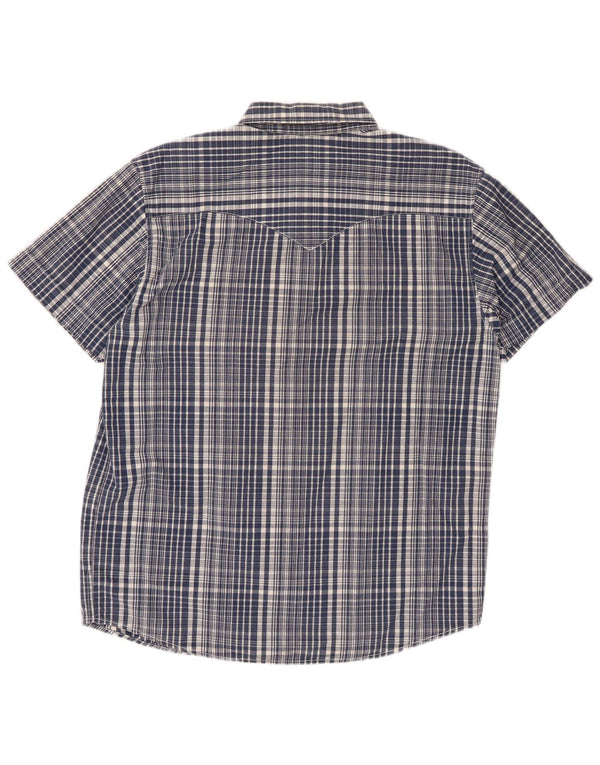Levi's Camisa de corte clásico de manga corta para hombre de algodón a cuadros azul marino grande