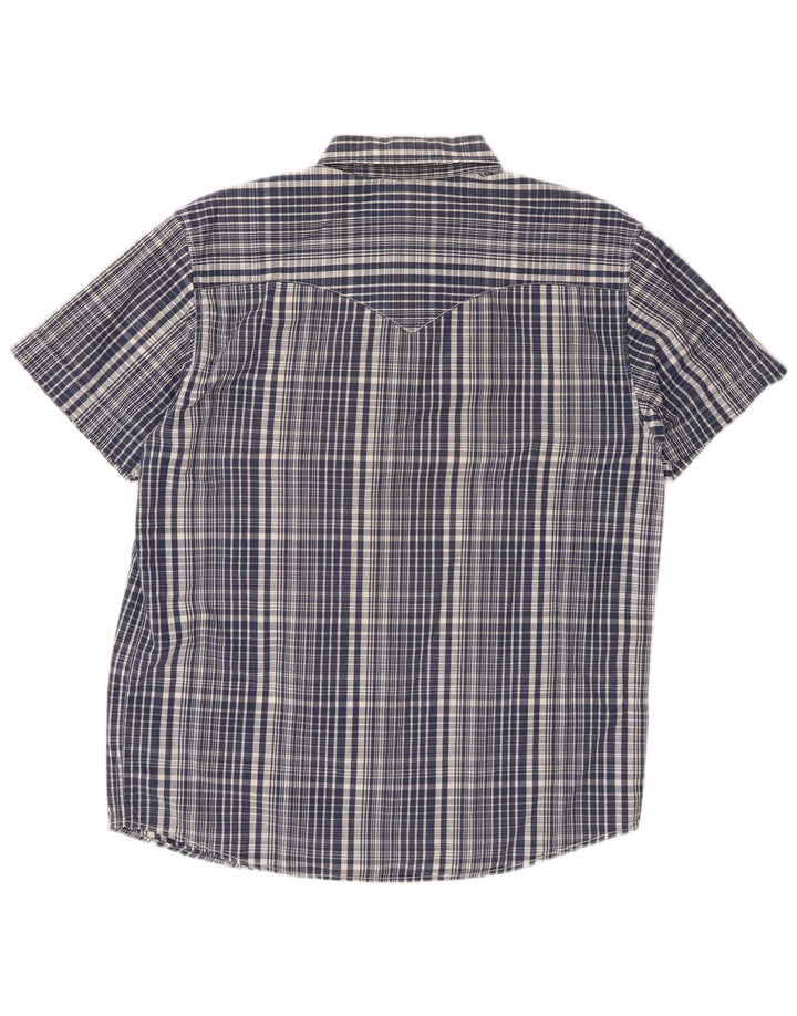 Levi's Camisa de corte clásico de manga corta para hombre de algodón a cuadros azul marino grande