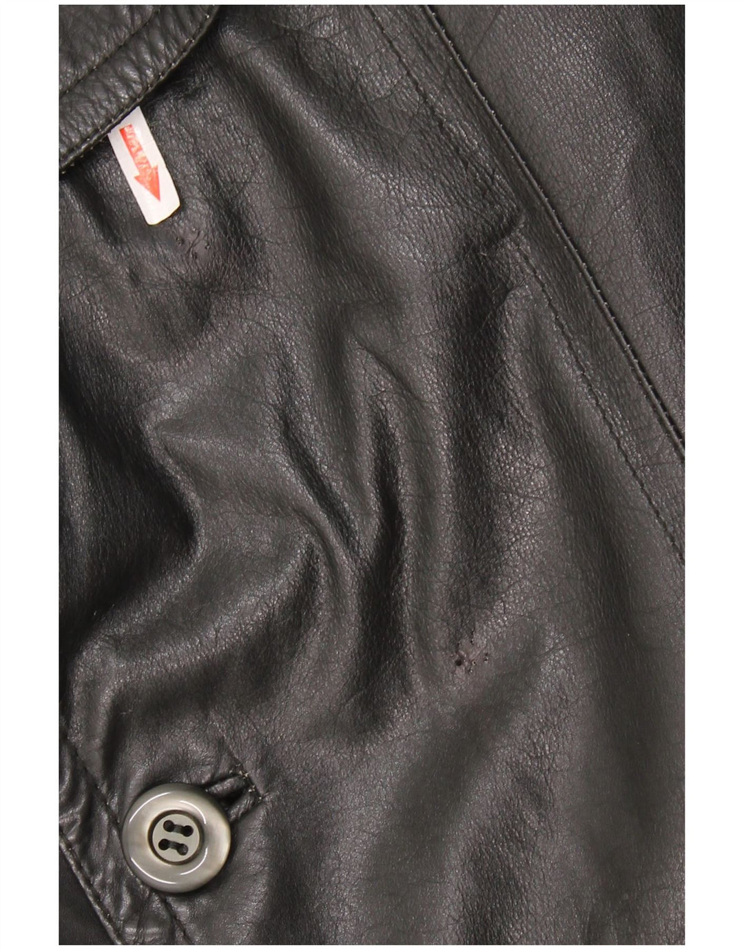 Vintage hombres cuero abrigo Reino Unido 40 cuero negro grande