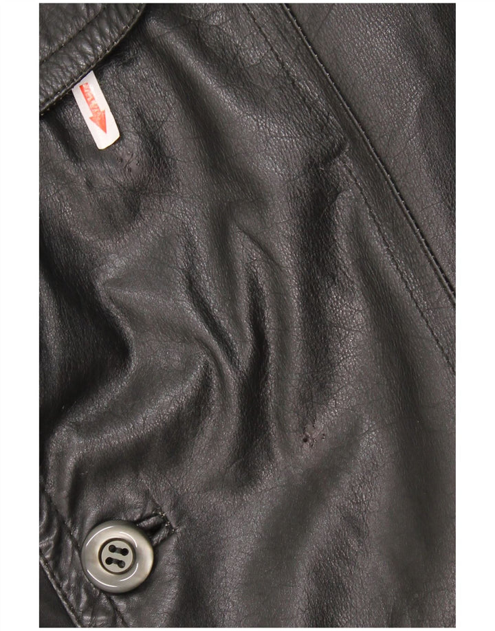 Vintage hombres cuero abrigo Reino Unido 40 cuero negro grande