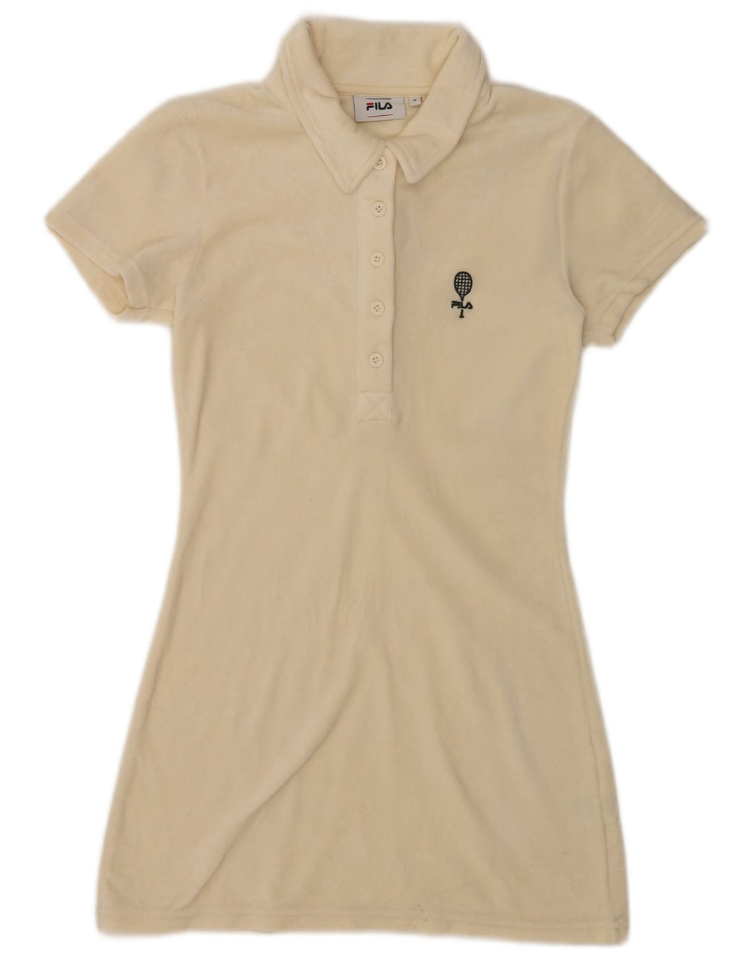 Fila Vestido Polo De Terciopelo Para Mujer UK 10 Pequeño Poliéster Blanco Roto