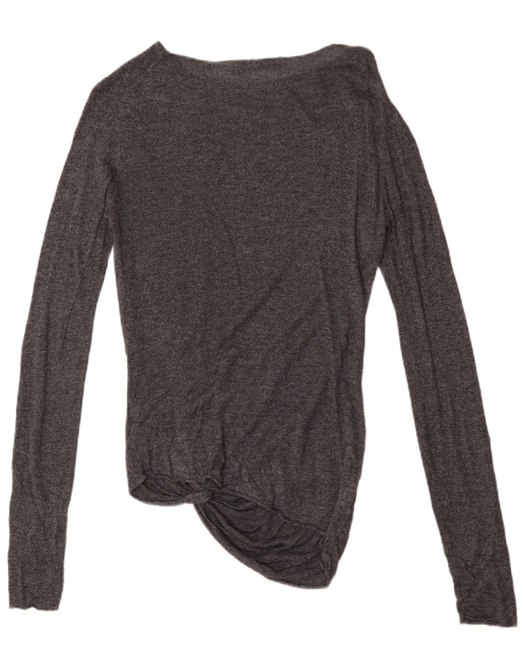 Zara Mujer Top Manga Larga UK 42 Acrílico Gris Medio