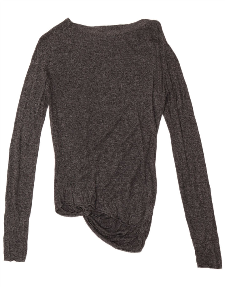 Zara Mujer Top Manga Larga UK 42 Acrílico Gris Medio