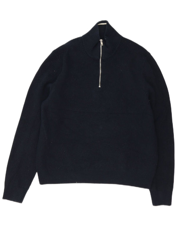 Marks & Spencer Jersey con cuello y cremallera para hombre XL Algodón azul marino