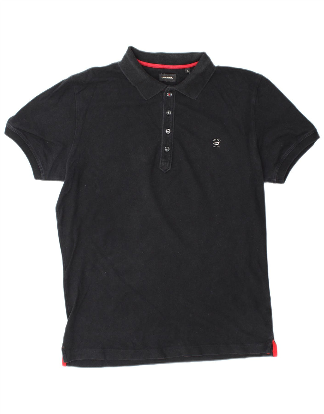 DIESEL Polo para hombre grande de algodón negro