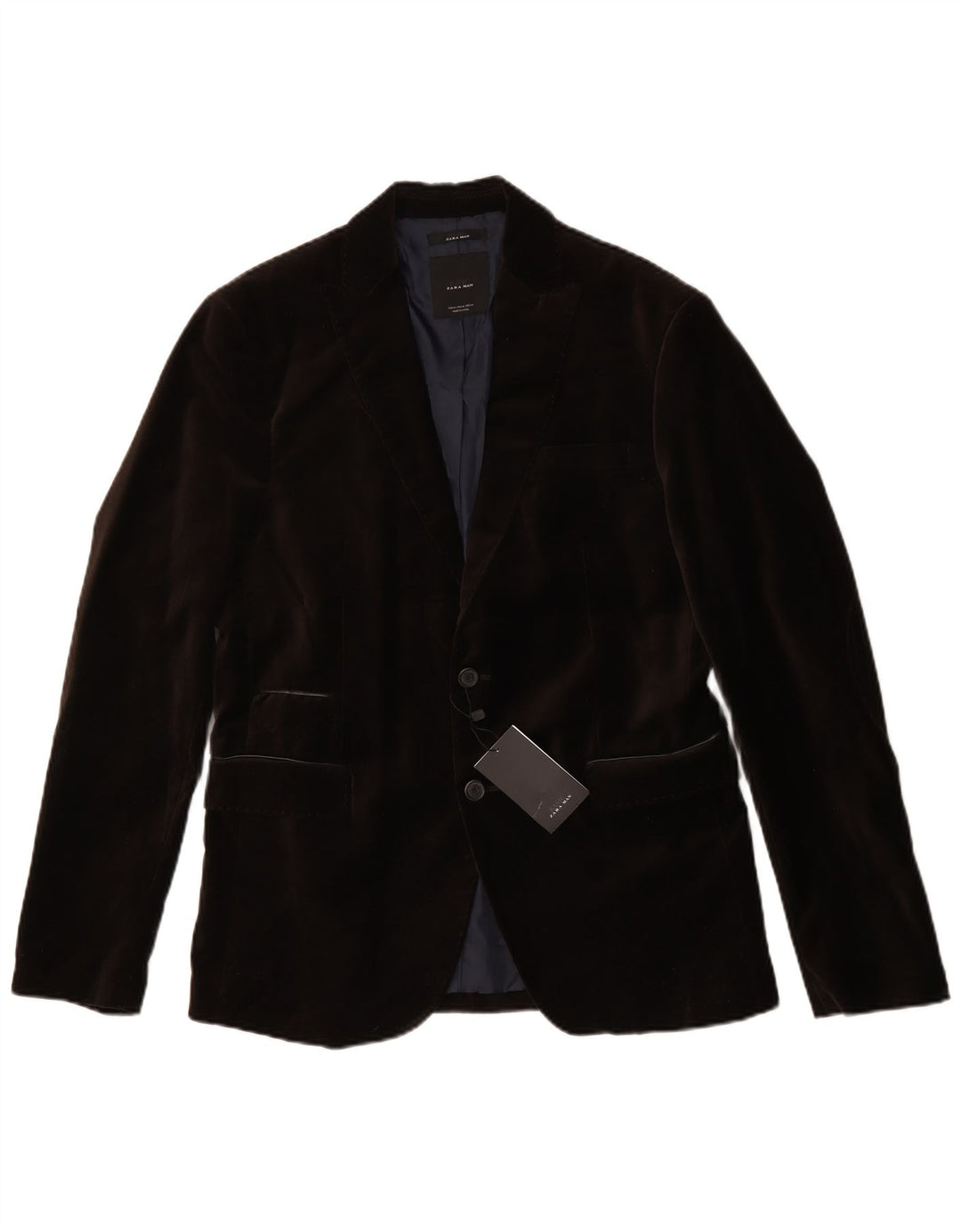 Zara Chaqueta tipo blazer de terciopelo con 2 botones para hombre EU 50 Poliéster marrón medio