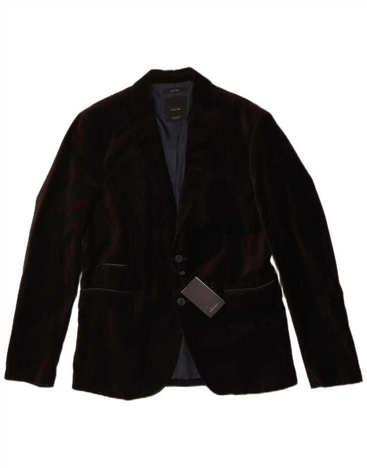 Zara Chaqueta tipo blazer de terciopelo con 2 botones para hombre EU 50 Poliéster marrón medio