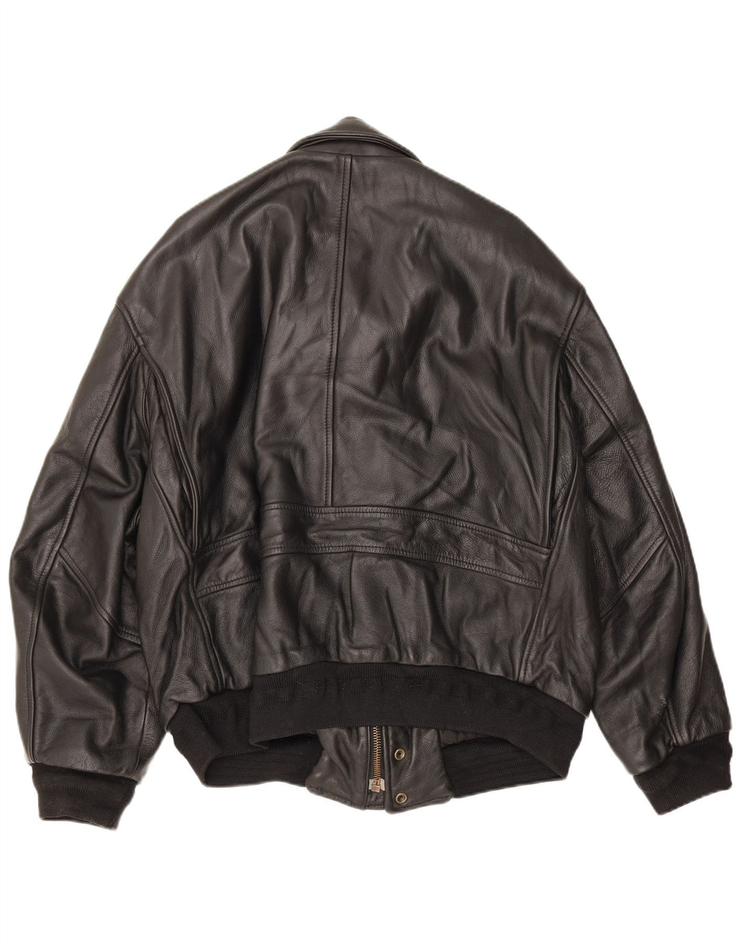 Chaqueta de cuero vintage para hombre Reino Unido 42 XL Negro