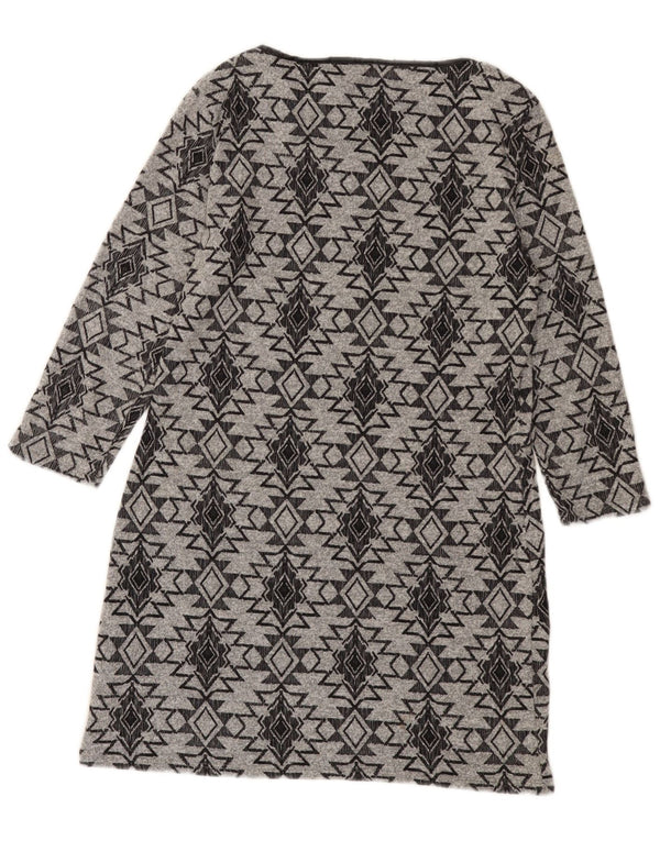 Marks & Spencer Vestido tipo jersey de manga 3/4 para mujer UK 10 Small Grey Fair Isle