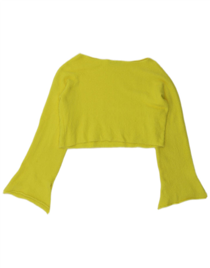 Zara Mujer Crop Top Manga Larga UK 44 Medium Amarillo Nylon