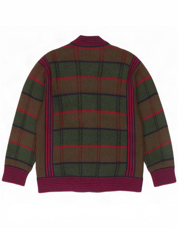 Cortina suéter tipo cárdigan para hombre IT 50 Medium Green Check Mohair