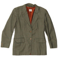 Vintage mujer 2 botones Blazer chaqueta IT 42 lana de cuadros verde medio