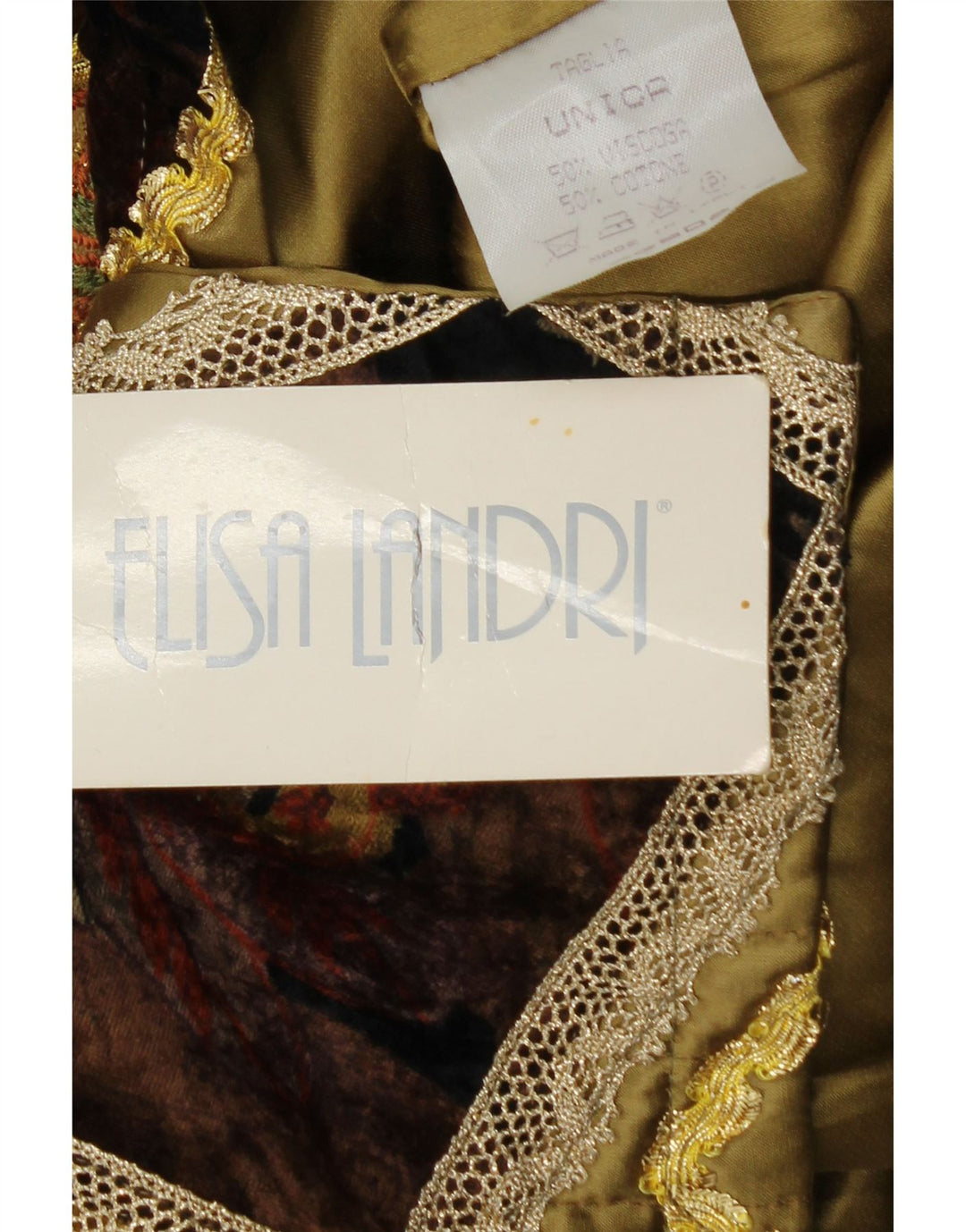 ELISA LANDRI Chaqueta Blazer para Mujer UK 16 Grande Caqui Patchwork Viscosa