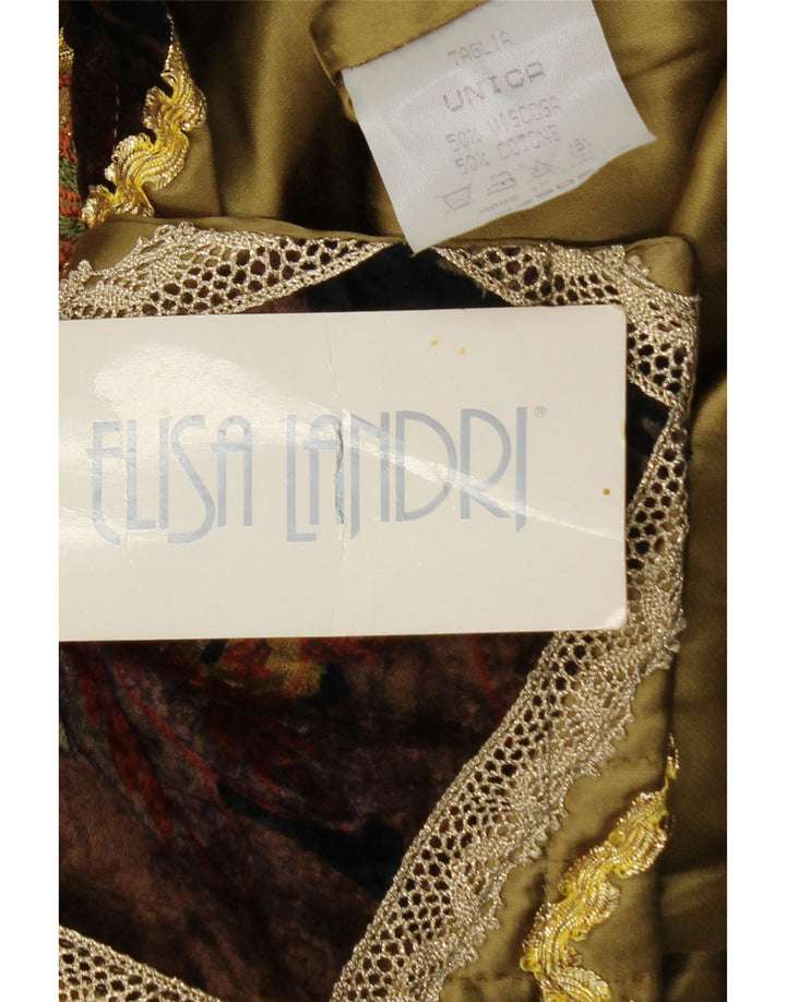 ELISA LANDRI Chaqueta Blazer para Mujer UK 16 Grande Caqui Patchwork Viscosa