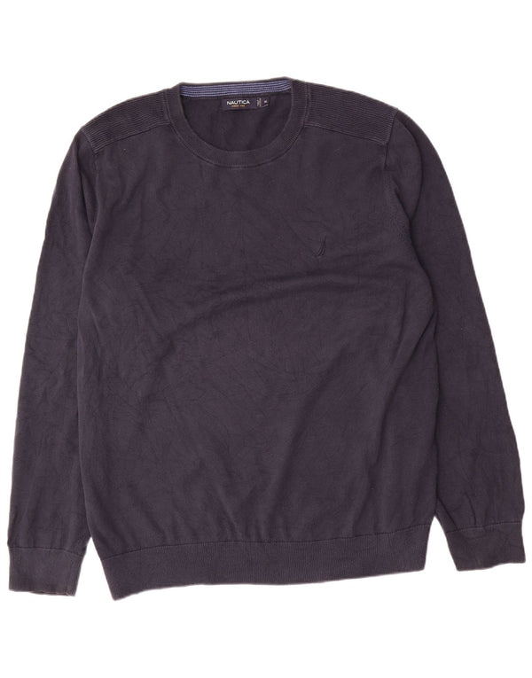 Nautica Jersey de cuello redondo para hombre XL Algodón azul marino