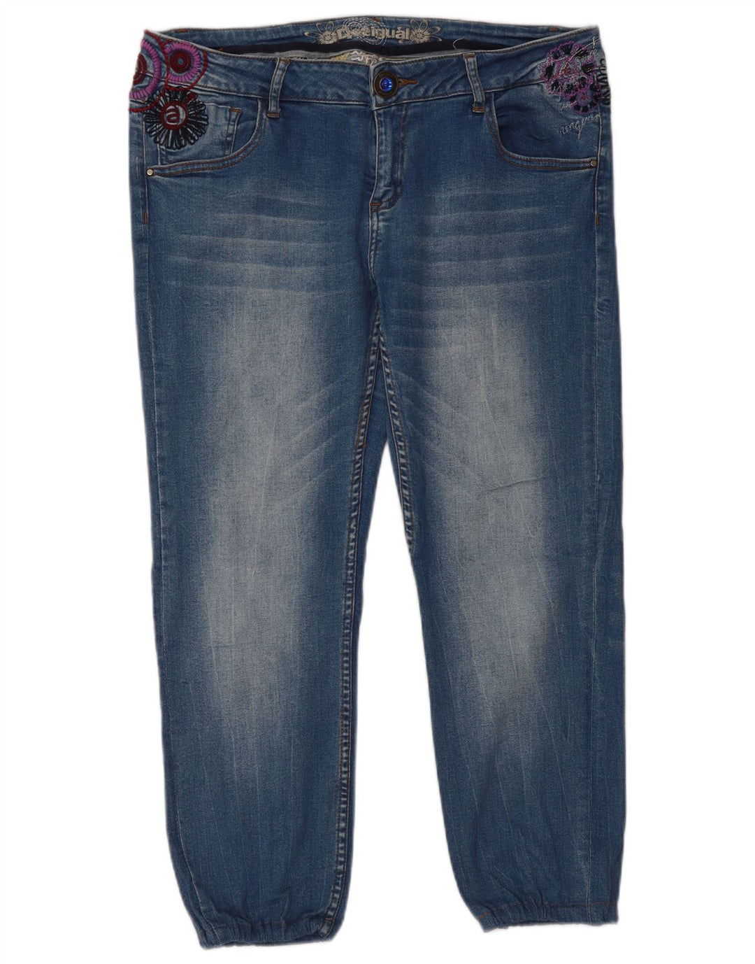 DESIGUAL Vaqueros recortados para hombre W36 L24 Azul floral