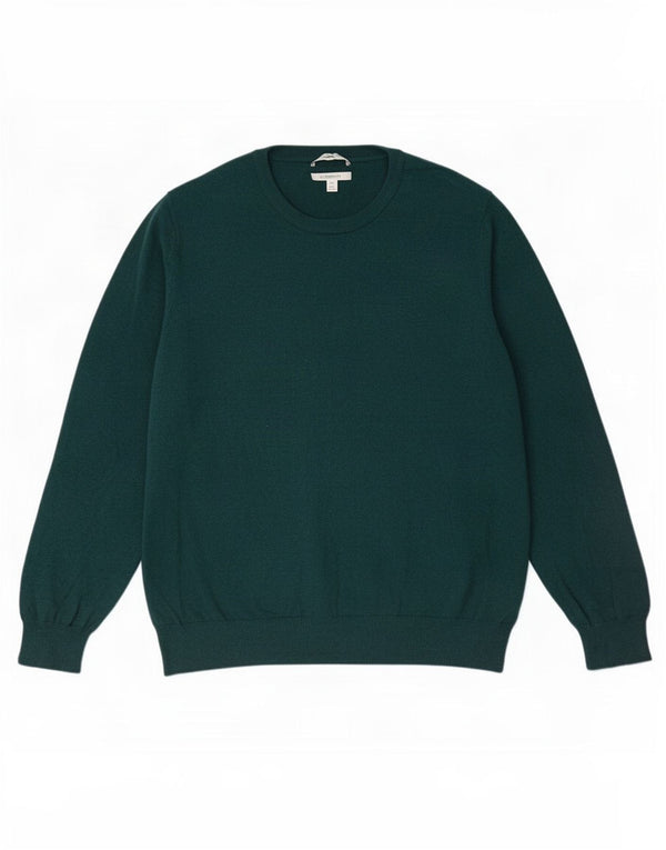 Marks & Spencer - Jersey de cuello redondo para hombre, talla 2XL, algodón verde