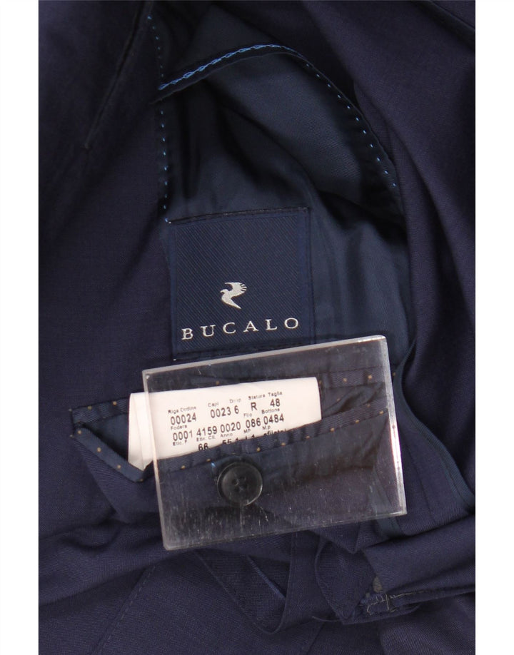 VINTAGE Chaqueta Blazer de 2 Botones para Hombre IT 48 Viscosa Azul Marino Medio