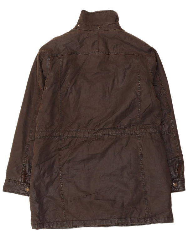 FAT FACE Chaqueta de algodón encerado de gran tamaño para mujer UK 10 Small Brown Cotton