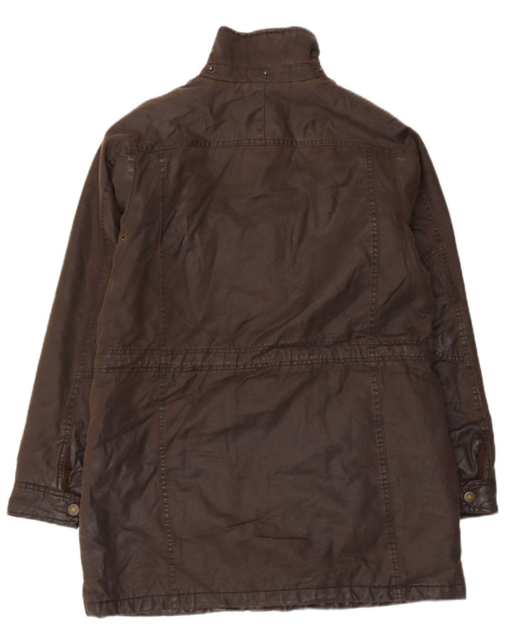 FAT FACE Chaqueta de algodón encerado de gran tamaño para mujer UK 10 Small Brown Cotton