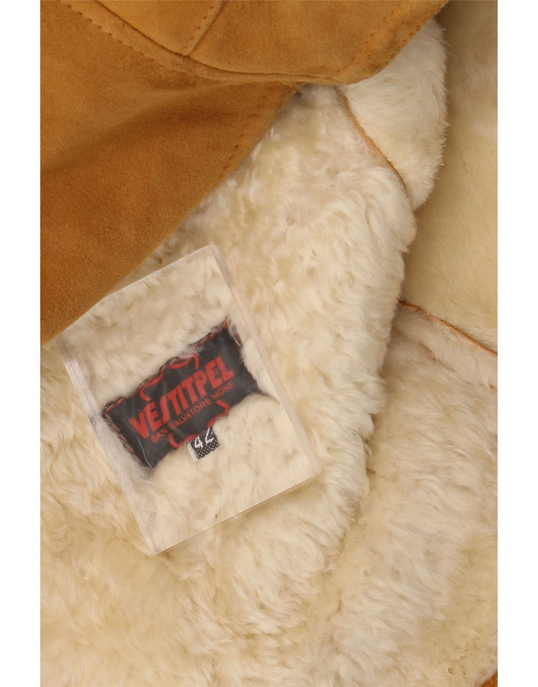 Vintage mujer shearling abrigo EU 42 grande beige