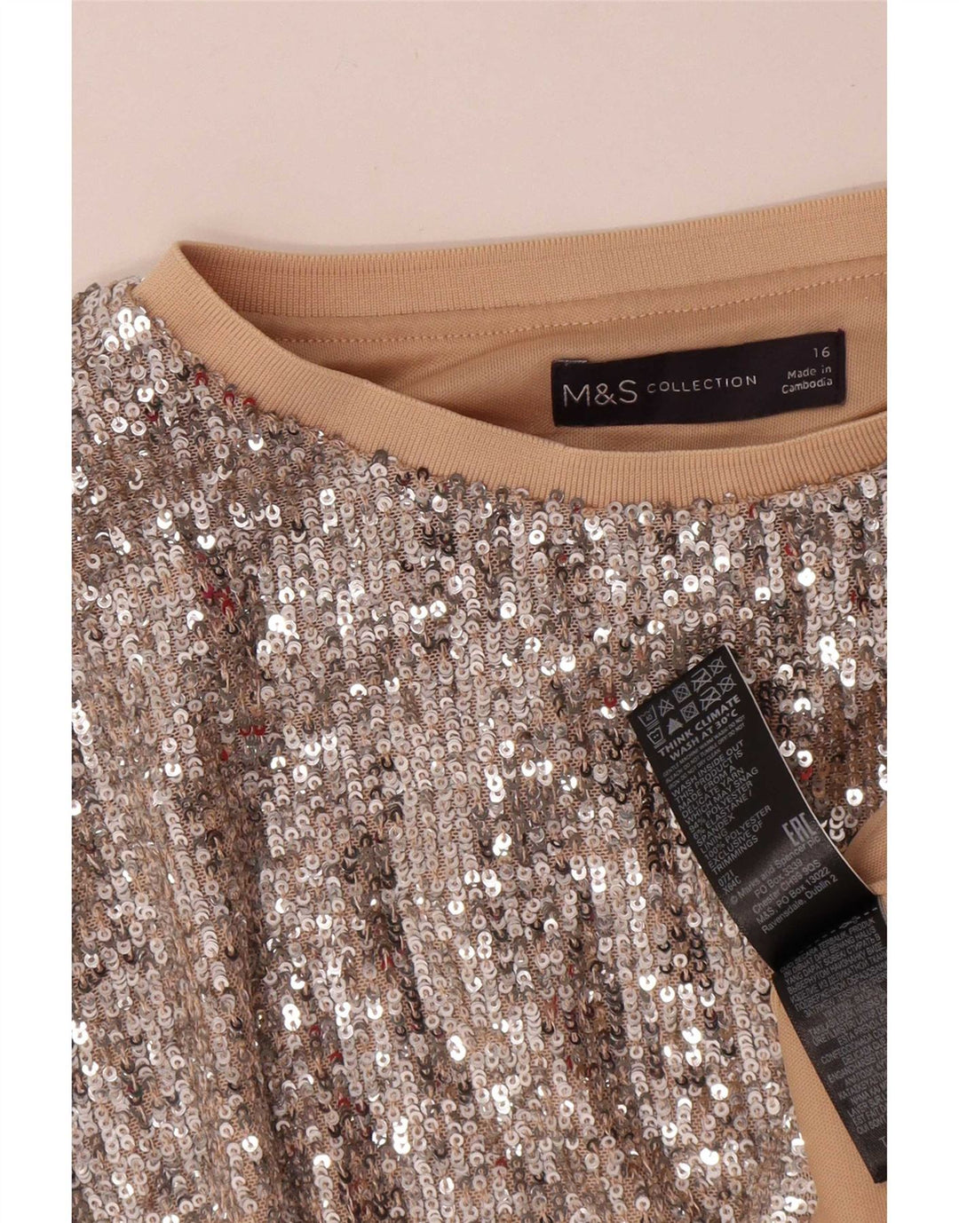 Marks & Spencer Blusa extragrande con lentejuelas para mujer UK 46 Large Silver