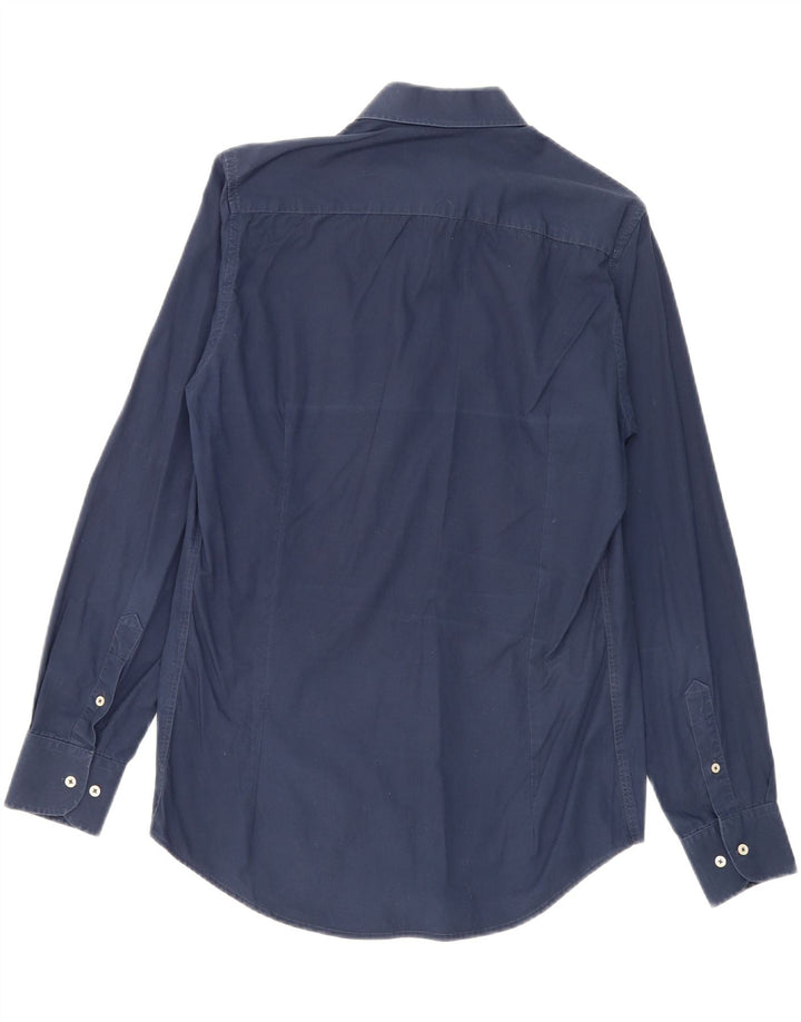 Camisa Trussardi Hombre Talla 39/40 Mediana Azul Marino Algodón