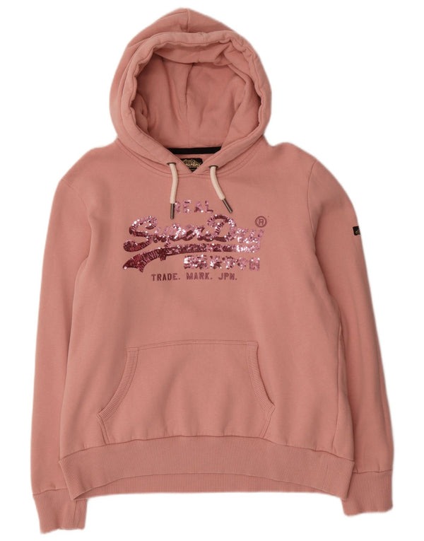 Superdry Jersey con capucha extragrande y gráfico para mujer Reino Unido 46 Algodón rosa grande