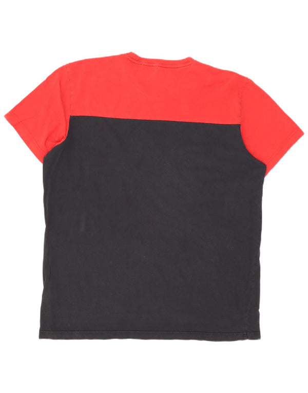 Adidas Hombre Camiseta Gráfica Top XL Rojo Colorblock Algodón