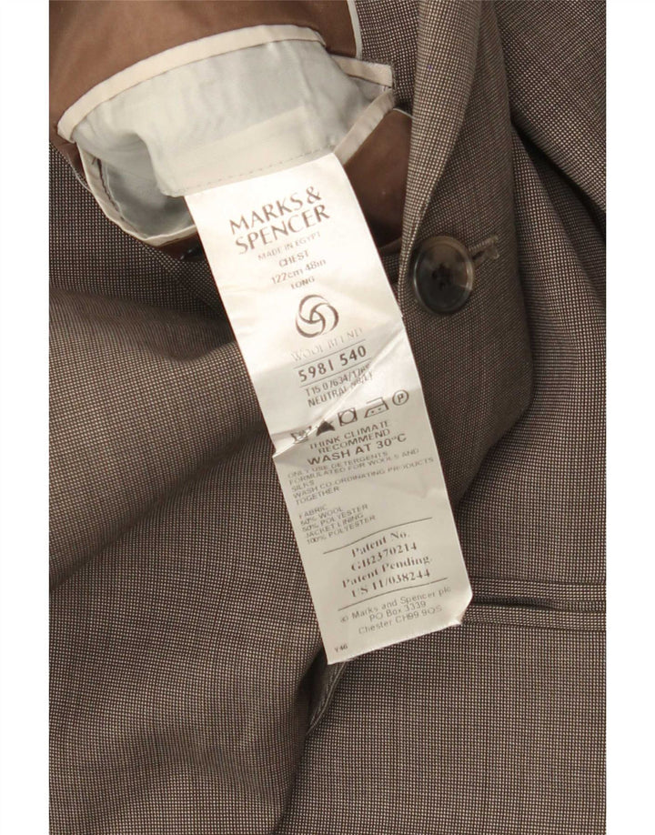 Marks & Spencer Chaqueta tipo blazer de 3 botones para hombre UK 48 2XL Lana beige
