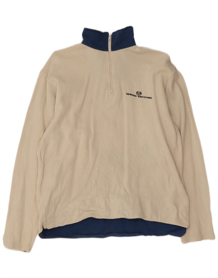 Sergio Tacchini Hombre Top con cuello con cremallera Manga larga Algodón beige medio