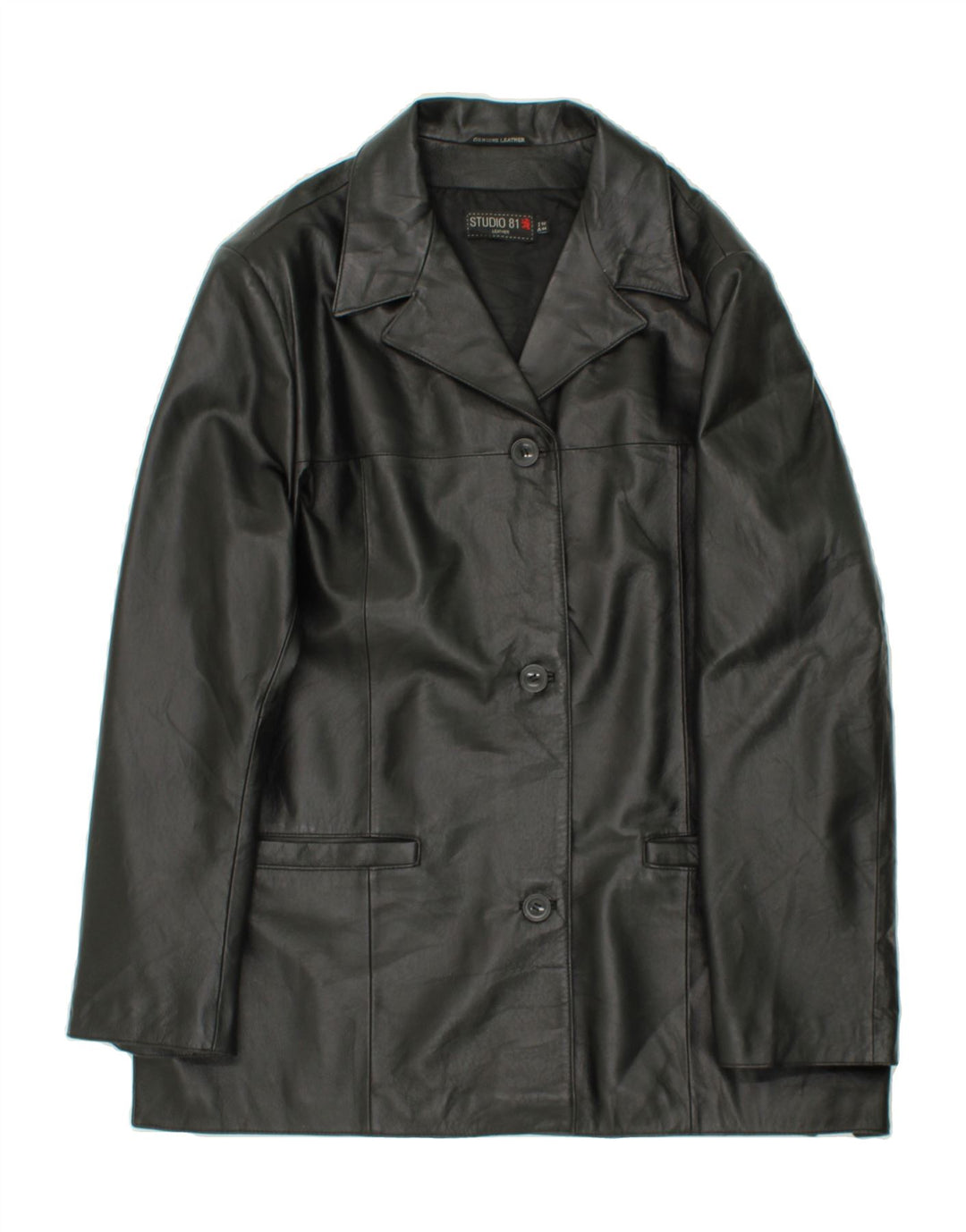 VINTAGE Womens Leather Coat IT 54 2XL Black Leather Vintage Vintage and Second-Hand Vintage from Messina Hembry 