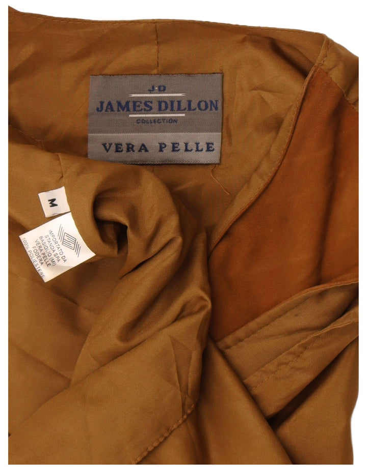 James Dillon Chaleco de ante para hombre de cuero beige medio