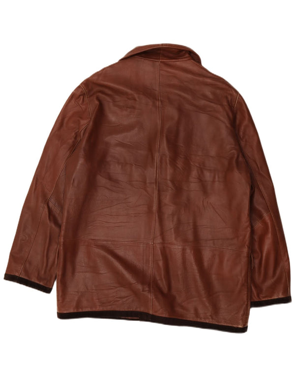Marco Baldassari Abrigo de cuero para hombre UK 42 XL Marrón