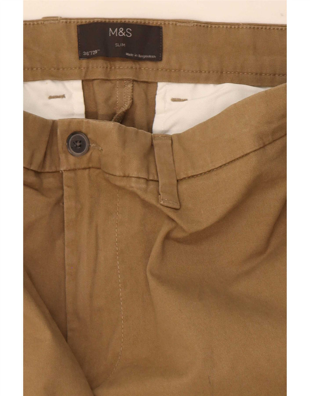 Marks & Spencer Pantalones chinos ajustados para hombre W36 L29 Marrón