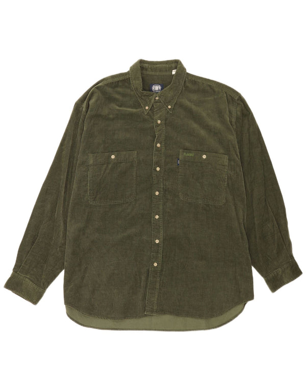 CLASSIC Camisa de pana para hombre UK 45/46 XL Algodón verde