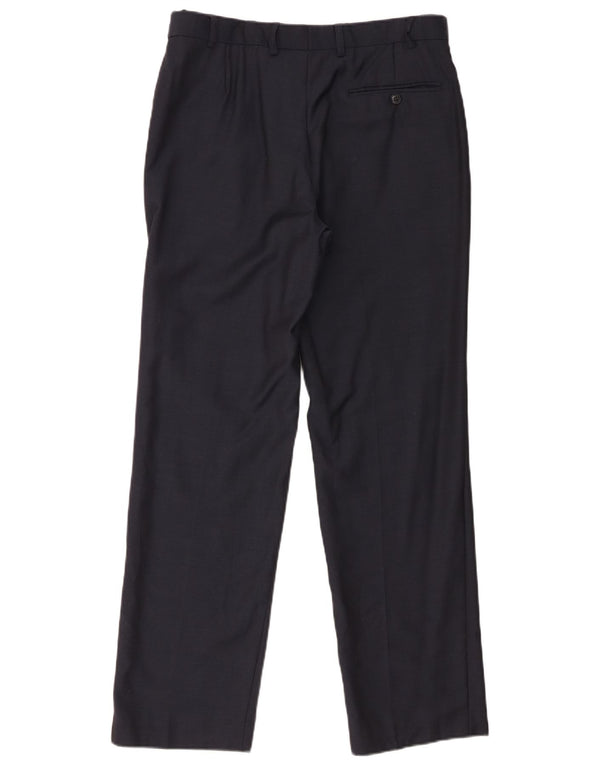Marks & Spencer Pantalón de traje recto para hombre W32 L31 Lana azul marino