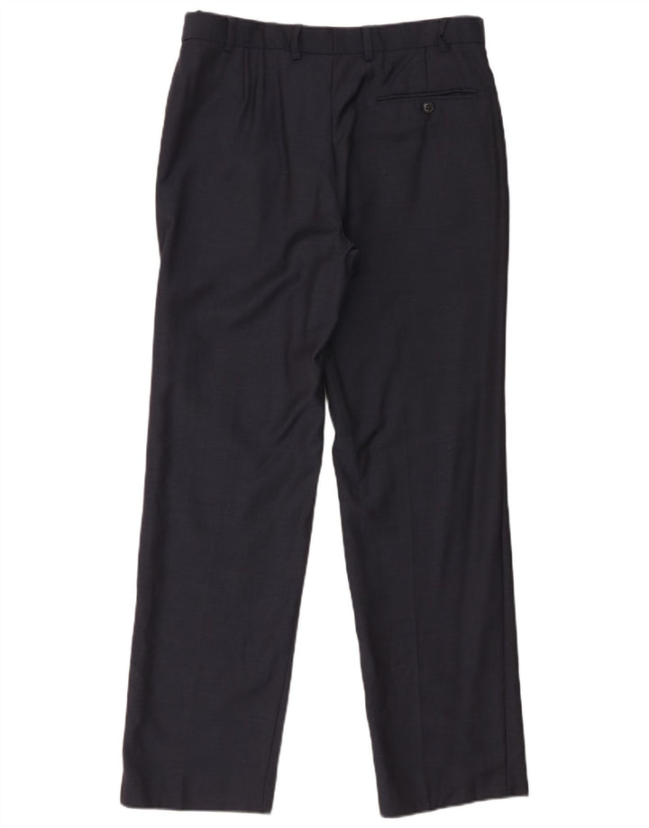 Marks & Spencer Pantalón de traje recto para hombre W32 L31 Lana azul marino