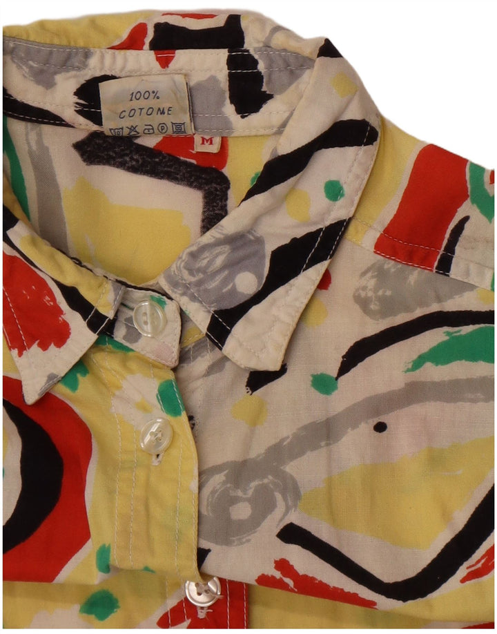 Vintage mujer camisa de gran tamaño blusa Reino Unido 14 medio multicolor geométrico