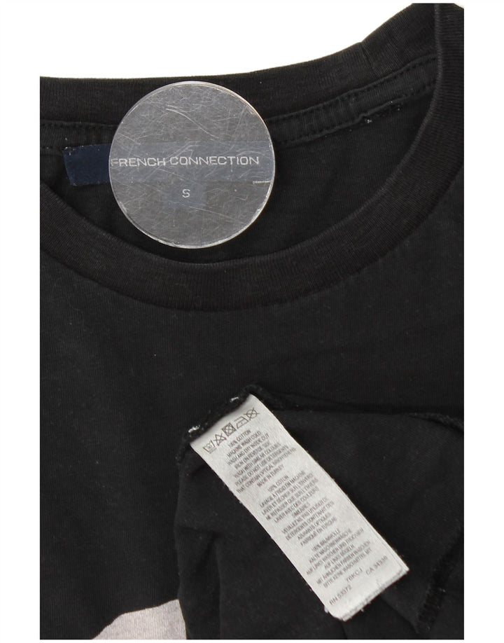 French Connection Camiseta gráfica para hombre Top pequeño de algodón negro