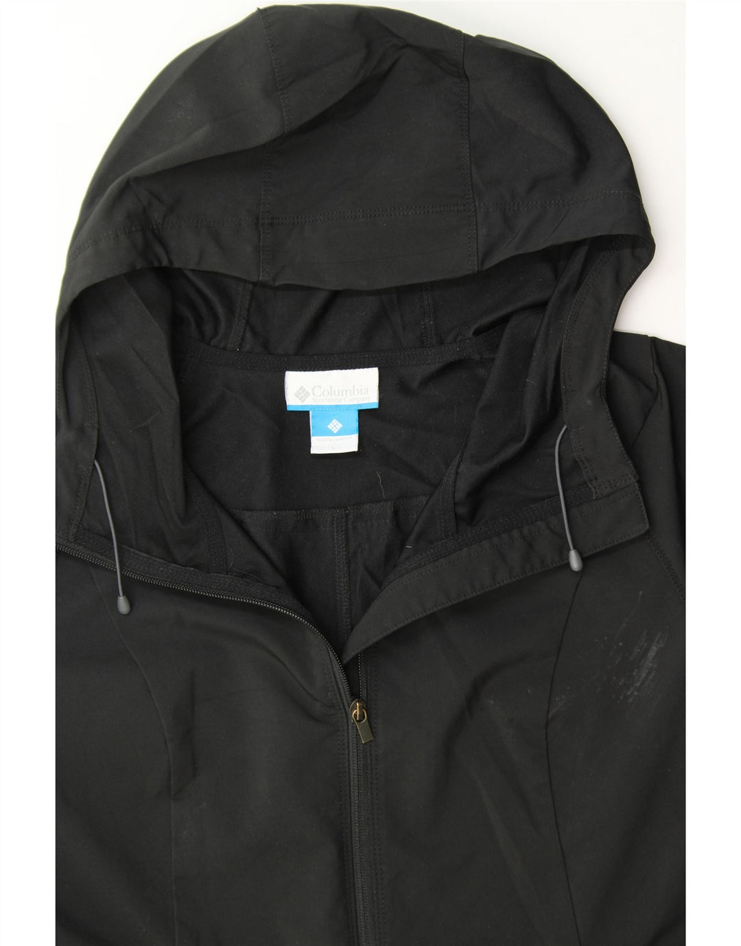 COLUMBIA Womens Hooded Windbreaker Jacket UK 16 Large Black Polyester Vintage Columbia and Second-Hand Columbia from Messina Hembry 