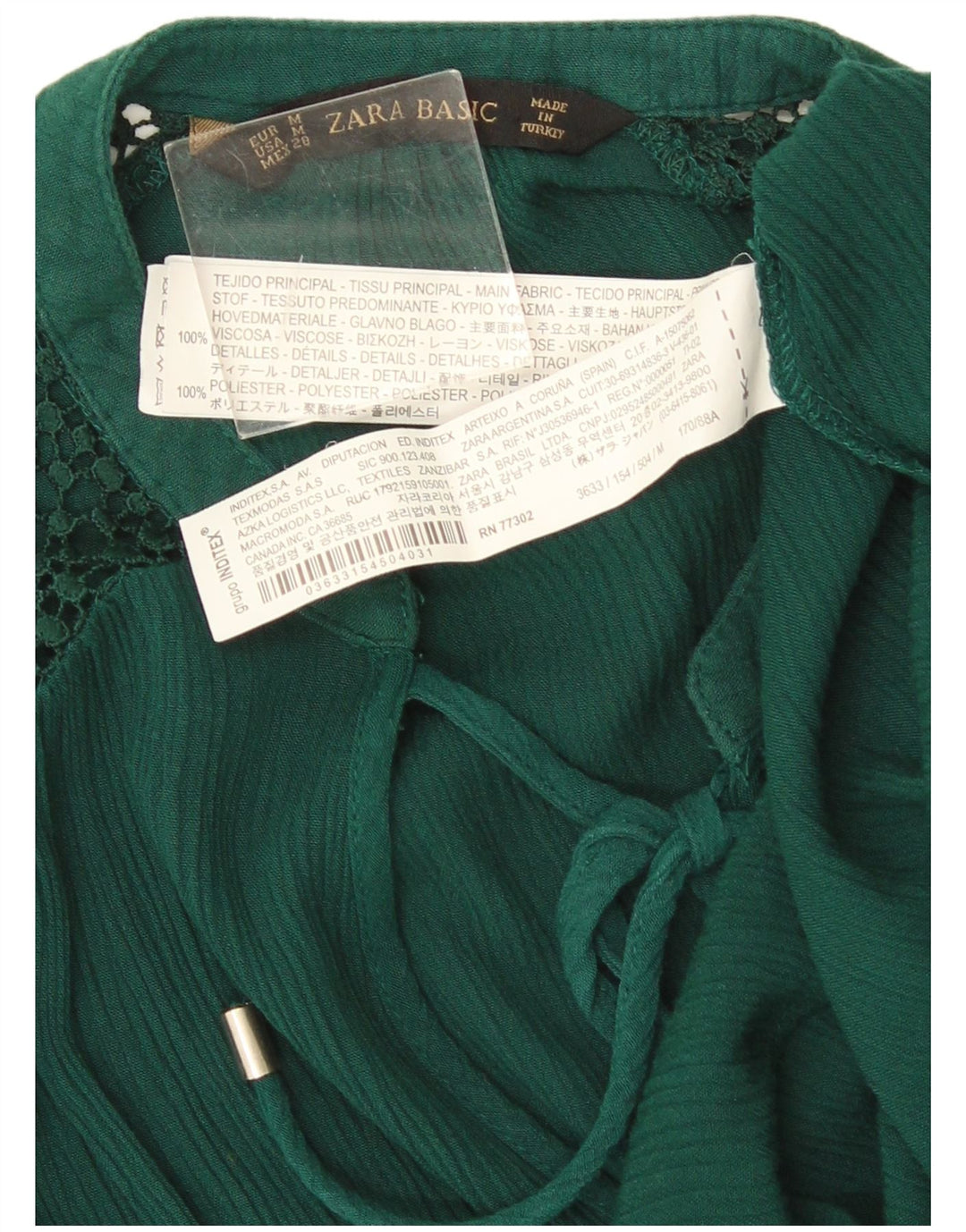Zara Vestido recto para mujer UK 44 Viscosa verde medio