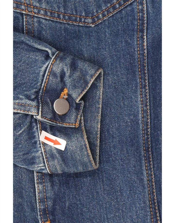 Vintage hombres chaqueta de mezclilla Reino Unido 44 2XL algodón azul