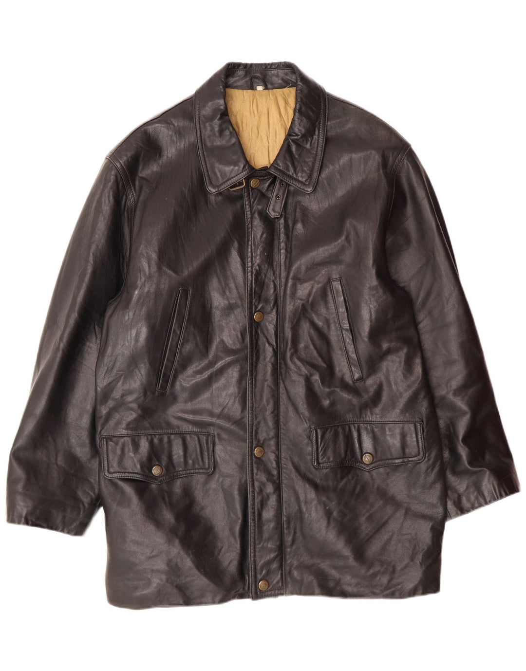 VINTAGE Chaqueta de cuero para hombre IT 54 2XL Cuero negro