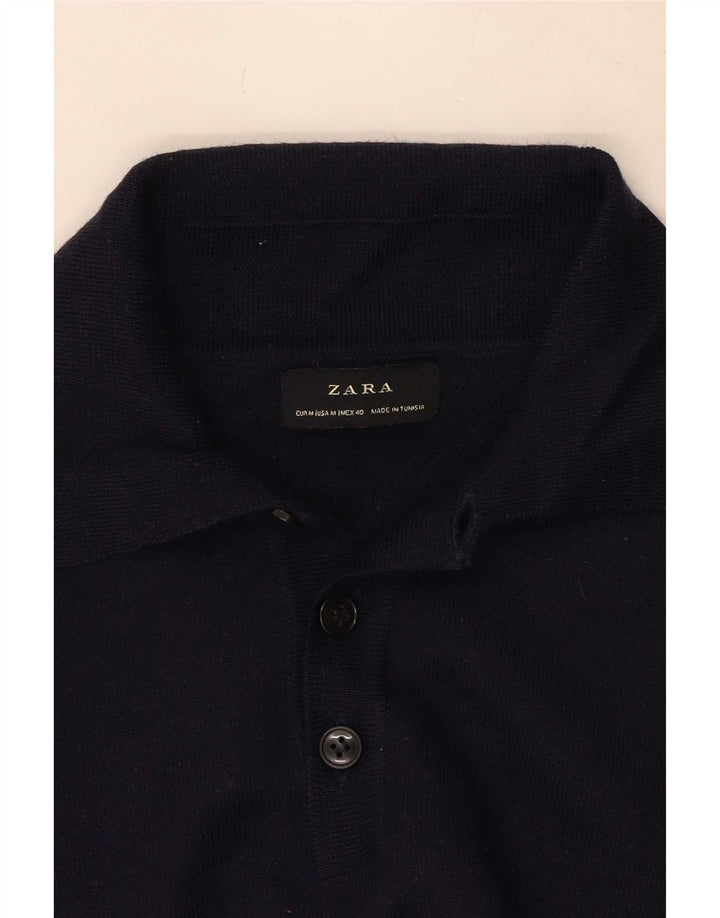 Zara Hombre Polo Neck Jumper Sweater Medio Azul Marino