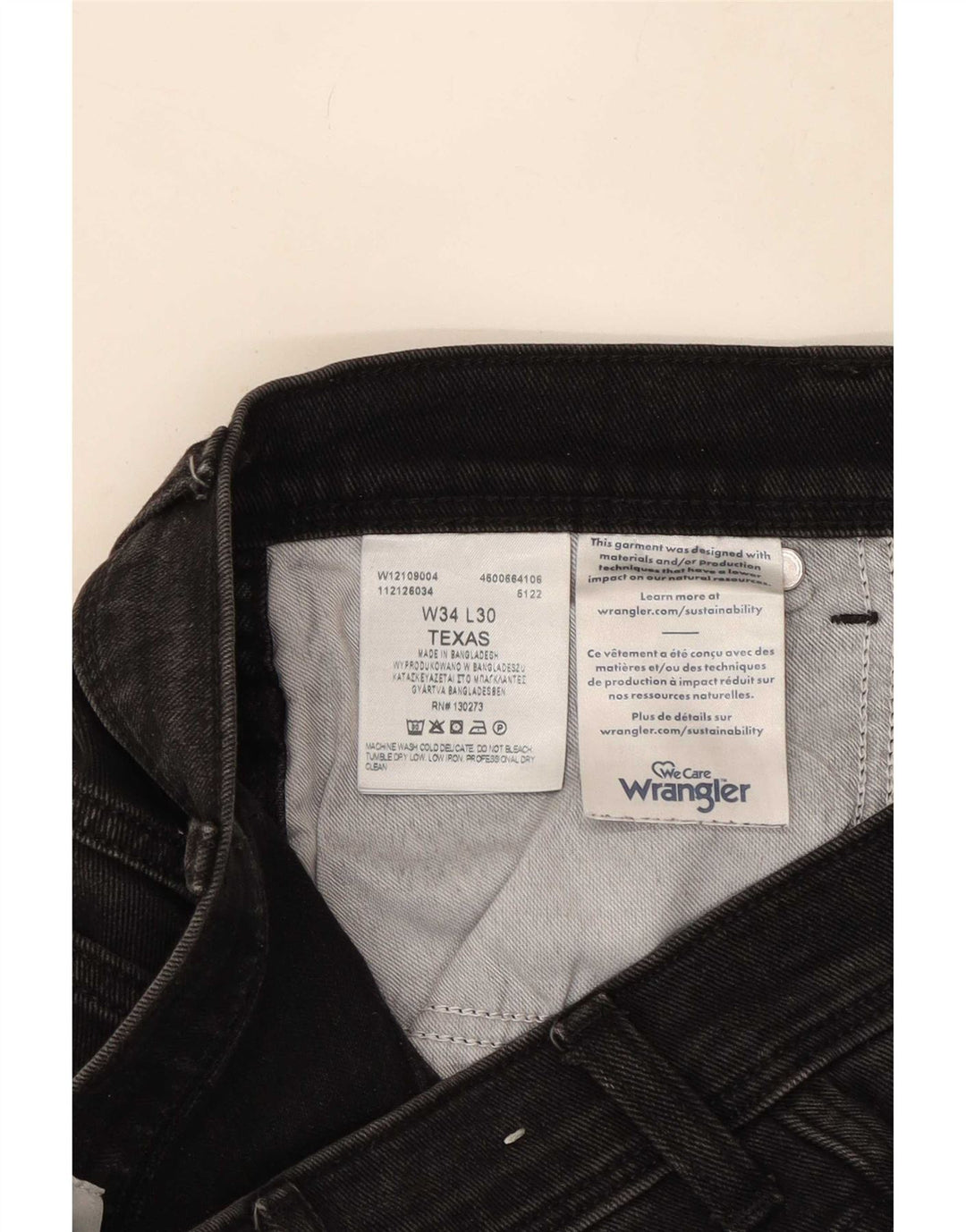 Wrangler Vaqueros rectos Texas para hombre W34 L30 Algodón negro
